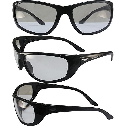 Global Vision Hercules 6 Safety Sunglasses Gloss Black Frames Clear Lenses ANSI Z87.1+