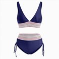 thumbnail image 6 of NOLDARES Women's Bikini Sets Two Piece Swimsuit V Neck Halter Back Tie Low Rise Bottom(Navy,L), 6 of 6
