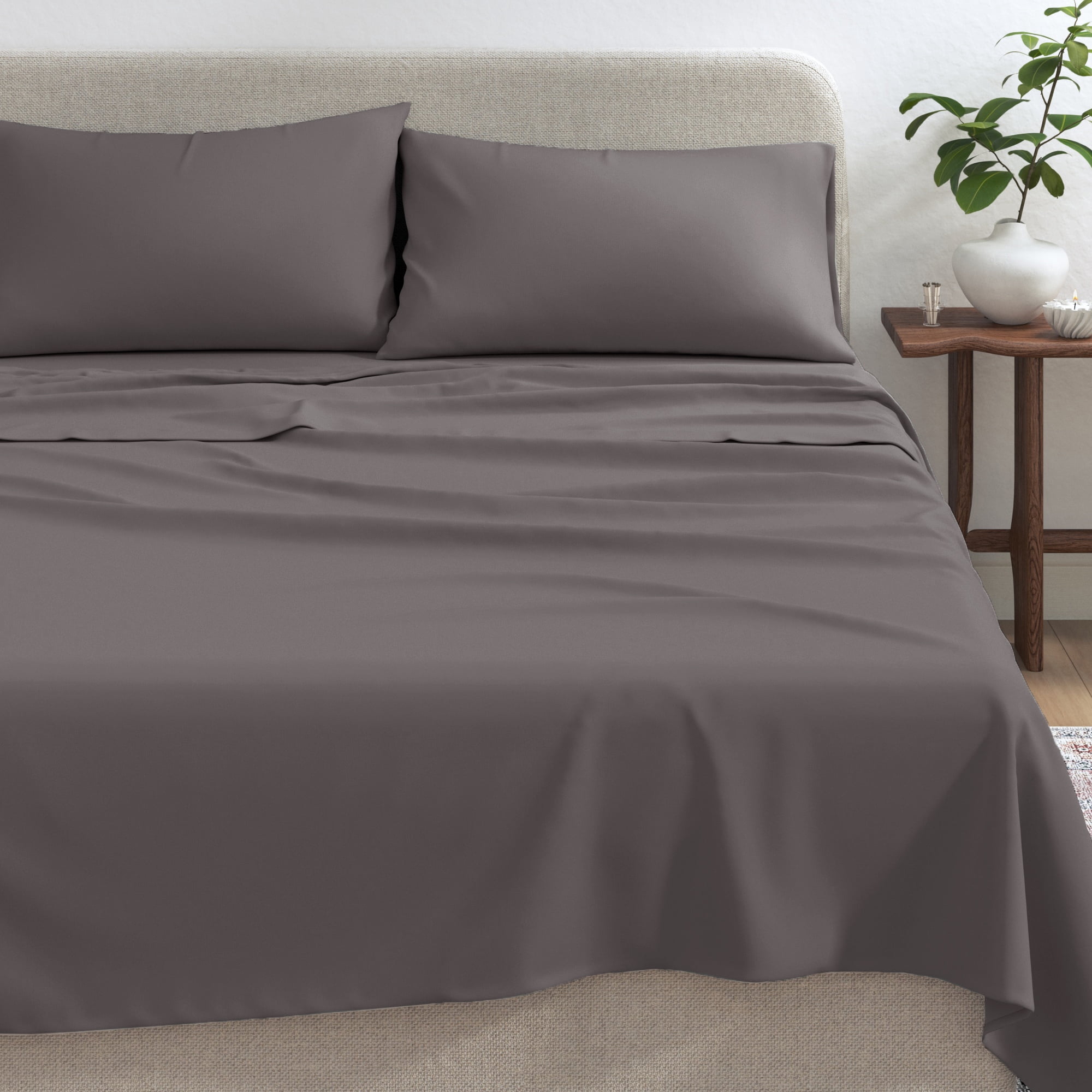 Viscose from Bamboo & Cotton Blend Jersey Sheet Set - Ultra-Soft, Breathable, Stretchy 4-Piece Bedding Set (California King, Charcoal)