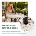 thumbnail image 5 of Round Outdoor Tablecloth with Umbrella Hole and Zipper, Orange Eucalyptus Leaves Fitted Table Cover with Elastic Edge for 45-54 Inch, Botanical Fall Rustic Beige Waterproof Patio Tablecoths, 5 of 9