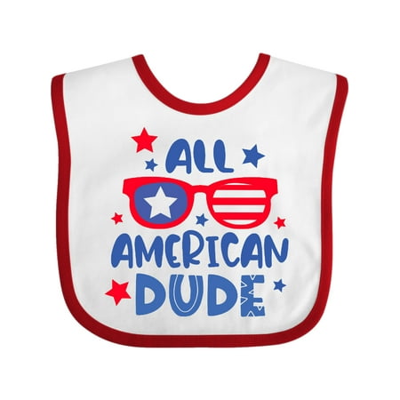 

Inktastic 4th of July All American Dude with Red and Blue Glasses Gift Baby Boy Bib