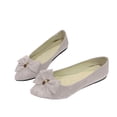 thumbnail image 5 of HomeDM Women's Flats Dress Shoes Slip On Closed Pointy Toe Comfort Walking Shoes Casual Work Office Bowknot Ballet Flats, Beige Size 9, 5 of 6