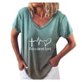 thumbnail image 3 of Tejiojio Essentials Short Sleeve Clearance Lady's Summer T-Shirt Womens Casual V-Neck Fading Color Blouse Tops Plus Size, 3 of 5