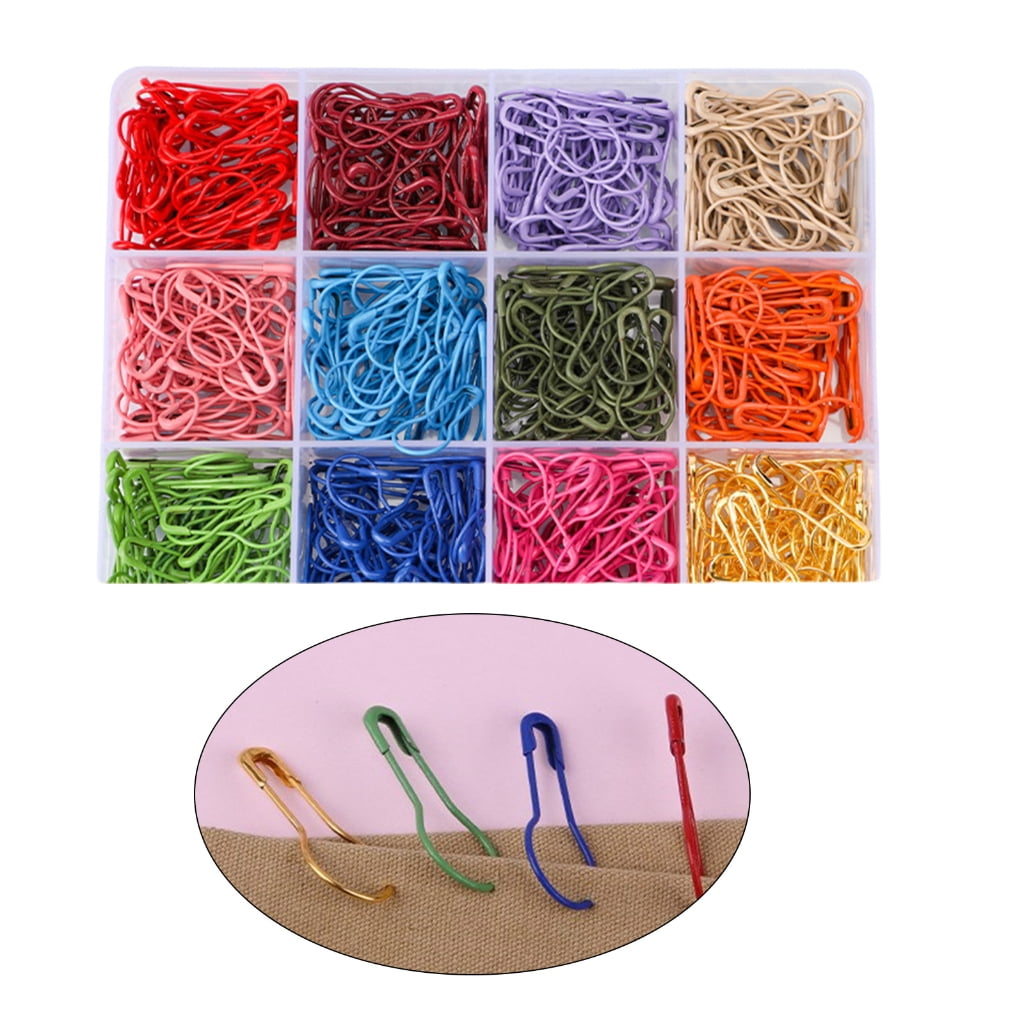 Geemin 1200Pcs Colorful Stiching Marker Metal Safe Pin and 18 Large Eye Sewinh Needle