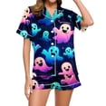thumbnail image 2 of Xdegoge Womens Loungewear Set Soft Lightweight Short Sleeve Sleep Shirts and Elastic Shorts for Relaxing Home Vacation Cute 2 Piece Button Up Pajamas, 2 of 8