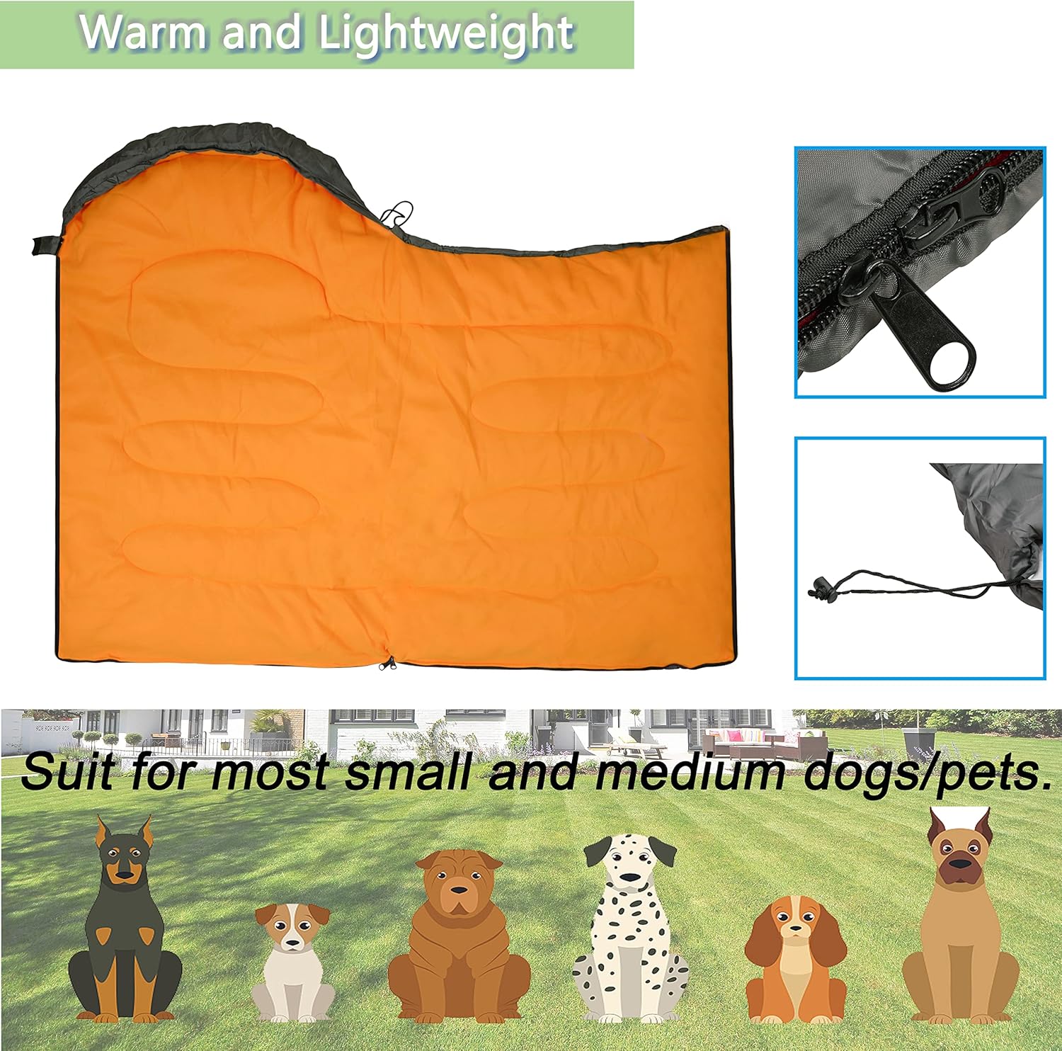 OROOTL  Dog Sleeping Bag, Portable Travel Dog Bed Ultra Soft Waterproof Pet Bed with Storage Bag Warm Packable Dog Bed for Camping Hiking Backpacking(Orange)