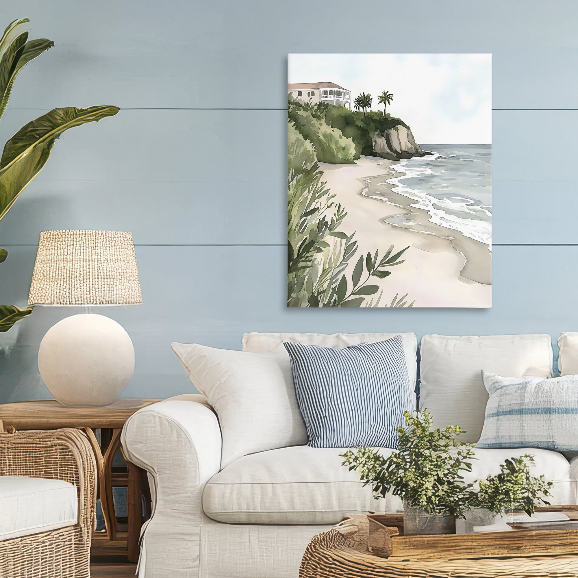 Stupell Industries Coastal Calm Villa on Bluff Canvas Wall Art, design by Riley B