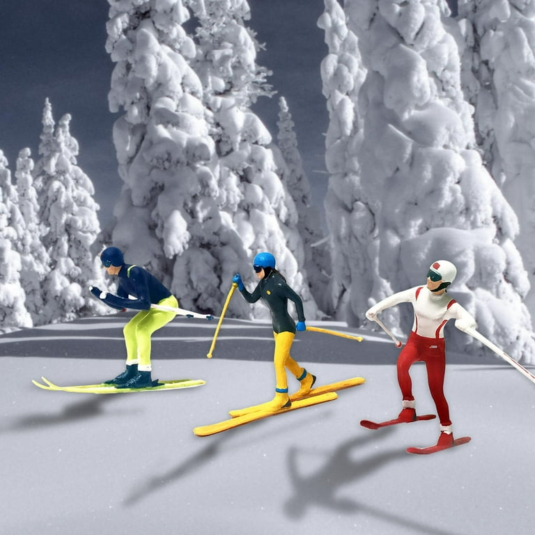 3 Pieces 1:64 Scale Miniature Model Skiing Figures Micro Landscape