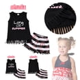 thumbnail image 2 of Mercatoo Toddler Baby Girl Outfits Fringe Tank Top+Tassel Shorts+ Headband 3 𝐏iece Set Kids Girls Summer Holiday Clothes, 2 of 8