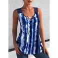 thumbnail image 3 of Women's Tie-Dye Crisscross Neck Tank Top Sleeveless Casual Tunic Lace Back Detail Loose A-Line Summer Basic Tee Plus Size Bohemian Top, 3 of 3