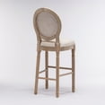 thumbnail image 4 of Hassch Rustic French Country Bar Stools Set of 2, Farmhouse Counter Height Chairs with Carved Wooden Legs, Upholstered Padded Seat & Oval Rattan Backrest, Beige+Natural, 4 of 8