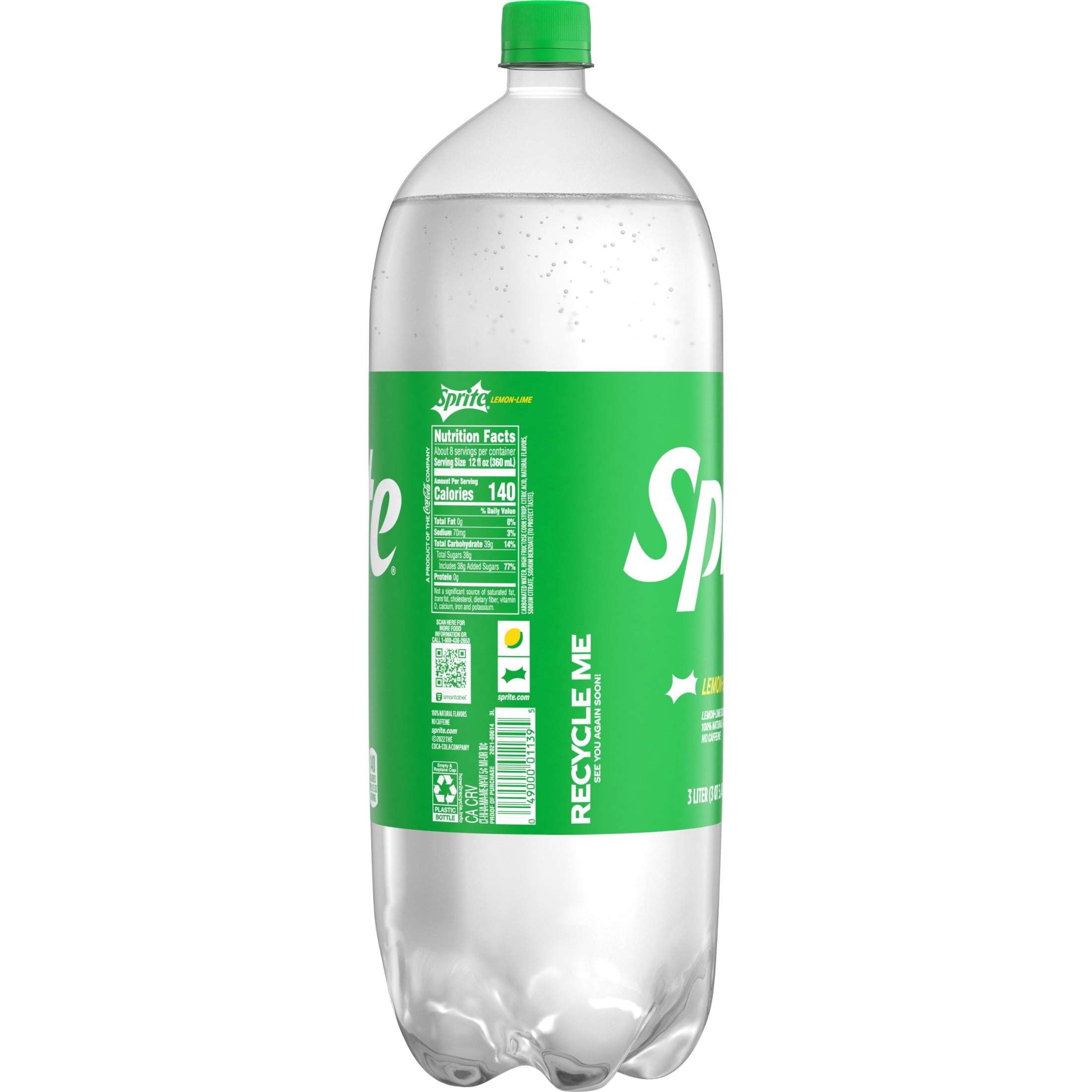 Sprite Lemon-Lime Caffeine Free Soda Pop Bottle, 3 Liters