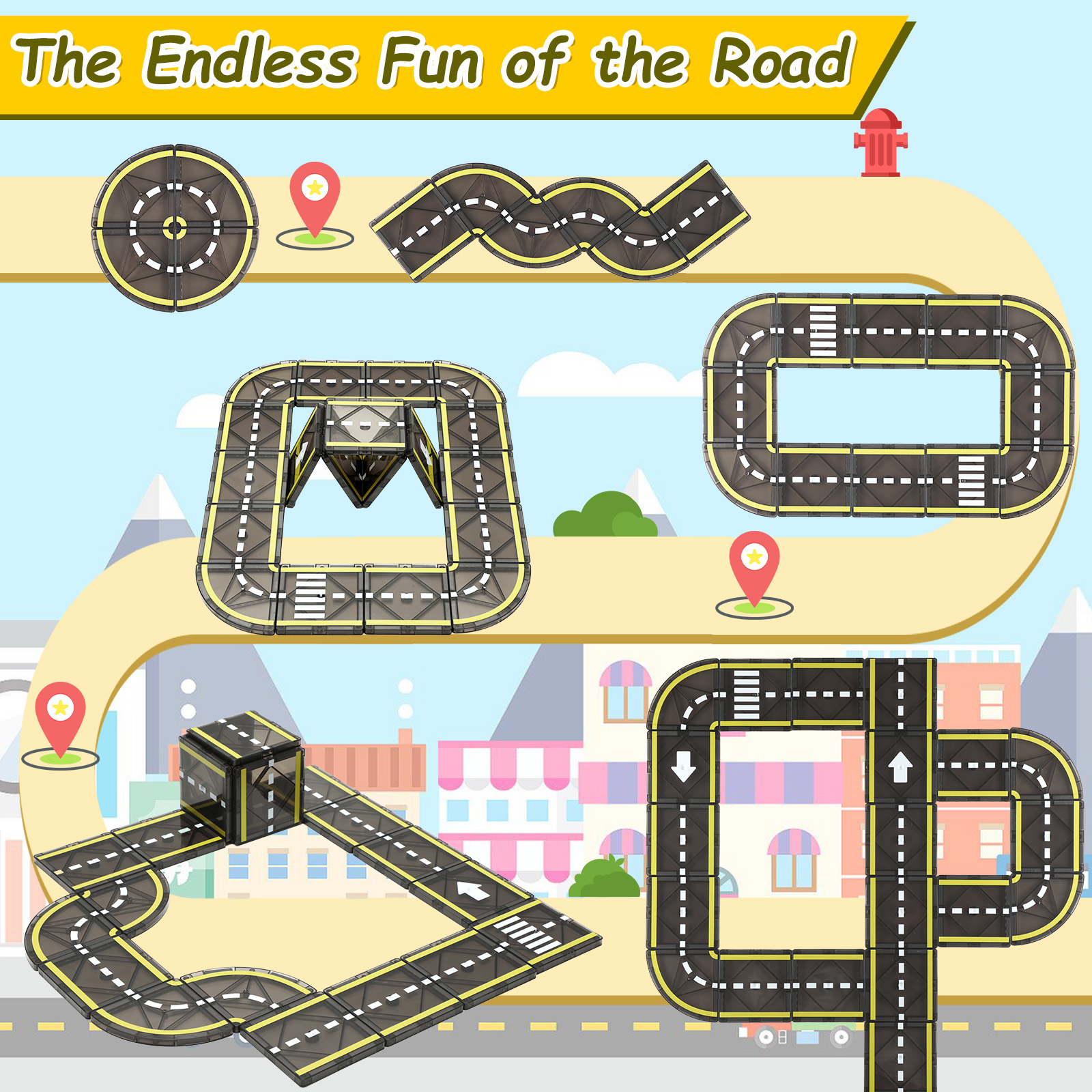 FunMagic Magnetic Tiles Road Set, 20 Pieces, Ages 3+ photo 4