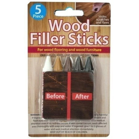 5 Piece Wood Filler Sticks - Repair & Restore Scratches on Wooden Flooring & Furniture - 1 (Best Wood Filler For Furniture Repair)