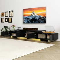 Uforic Modern TV Stand for Living Room w/ Ample Storage, Extendable Entertainment Center 63" to 89", Black