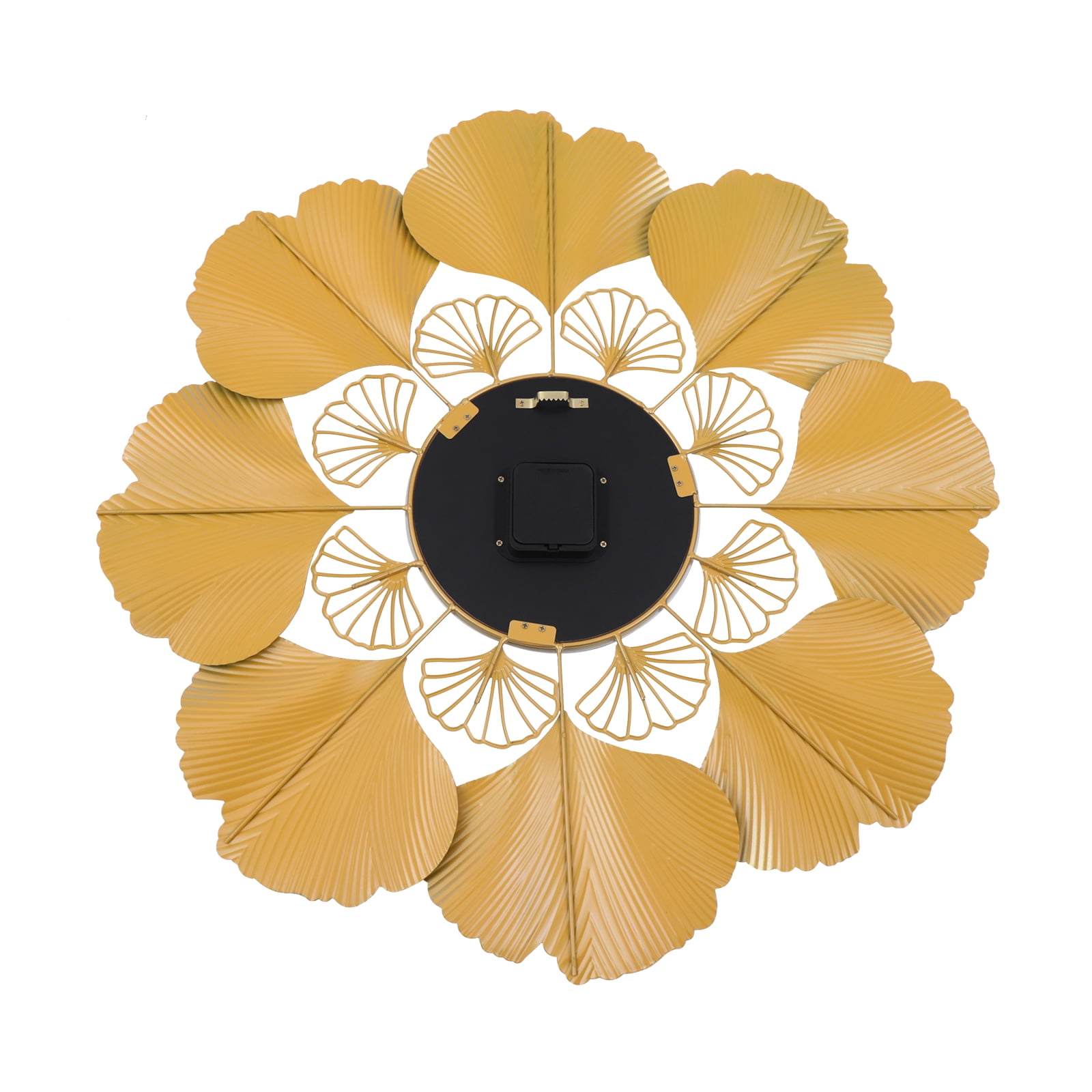3D Creative Ginkgo Biloba Wall Clock, Gold Dial Design Silent Sweep Seconds Movement Digital Display For Study Office Bedroom, Art Clock
