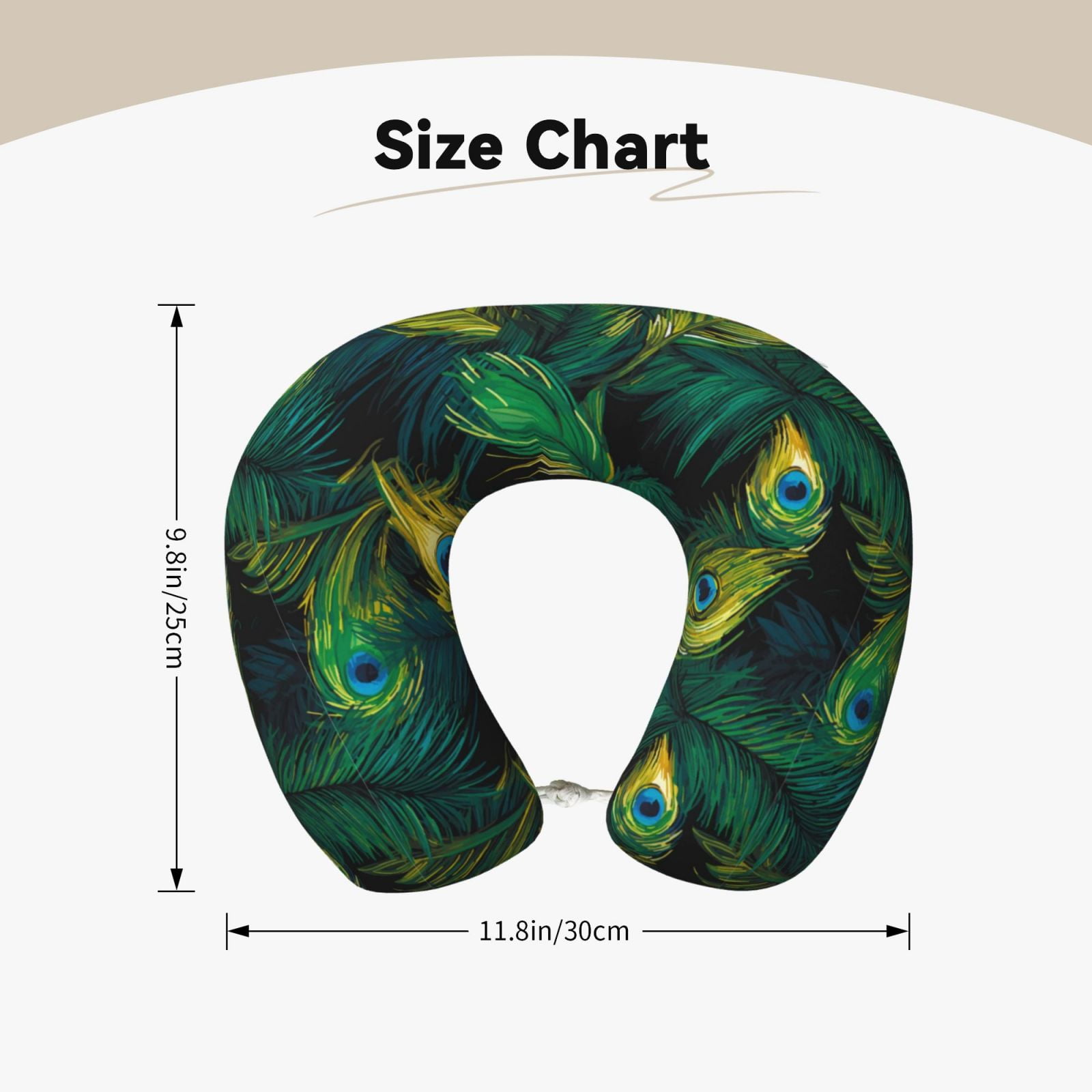 Xecao Peacock Feathers2 Print Memory Foam Cervical Neck Pillow Versatile U-Shaped Pillows for Home,Office,Camping,Travelling,Soft Washable Cover