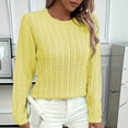 thumbnail image 3 of Scyoekwg Fall Tops for Women 2025 Long Sleeve Casual Crew Neck Knit Sweater Pullover Trendy Loose Pullover (Yellow,XL), 3 of 8