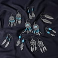thumbnail image 5 of DIY 8 Pairs Bohemian Feather Dream Catcher Earring Making Starter Kit with Dream Catcher Feather Charm Connector Turquoise Gemstone Beads Earring Hooks Jewelry Supplies Instruction, 5 of 9