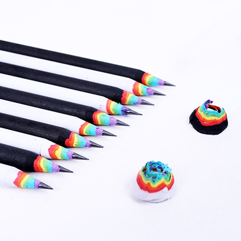 1Pcs 2B Pencil Rainbow Pencils Stationery Items Drawing Supplies Cute Pencils Wood Office School Supplies 17.4*0.74*0.74cm White