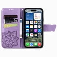 thumbnail image 3 of Butterfly Embossed Wallet Case for iPhone 16 , PU Leather Flip Cover with Card Holder, Kickstand & Lanyard, Shockproof,,Purple,For iPhone 16, 3 of 10