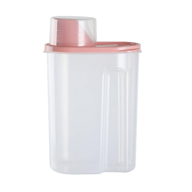 Caja de almacenamiento de detergente para ropa de uso doméstico, lata de almacenamiento de detergente, contenedor de arroz Rosa