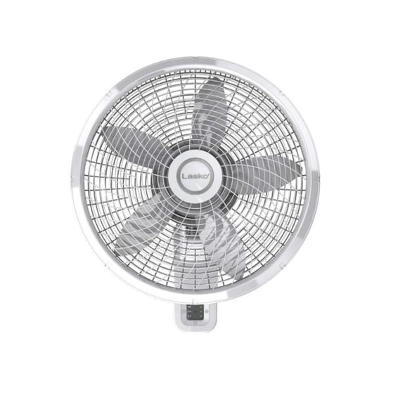 Lasko 18" 3-Speed Oscillating Remote Controlled Wall Mount Fan, White, M18950