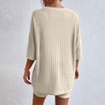 thumbnail image 3 of XFLWAM Women's 2 Piece Outfits Ribbed Lounge Sets Tracksuit Short Sleeve Drop Shoulder Oversized Tee Shirt and Shorts Set Khaki L, 3 of 6