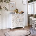 thumbnail image 5 of CBJCBJ 32" Rustic Accent Cabinet, 4 Gold Floral Doors, Vintage Sideboard with Shelves, Wood Entryway Cabinet for Living, White, 5 of 8