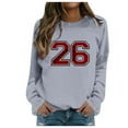 thumbnail image 1 of Chandail en Molleton Col Rond Femme Basique Automne Chandail avec Imprimé Lettre Col Rond Superposition Confort Gris TG, 1 of 7