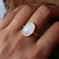 thumbnail image 4 of 18k Gold Filled Rainbow Moonstone Ring: Oval Sterling Silver Cocktail Ring, 4 of 7