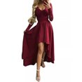 thumbnail image 4 of Robe de Soirée Dos Nu en Dentelle Col en V Rouge pour Femmes, 4 of 4