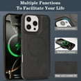 thumbnail image 3 of ShellTech for iPhone 16e Case Magnetic Premium Leather Case Compatible with MagSafe Slim Cover Shockproof Protective Matte Back Wireless Charging,Black, 3 of 10