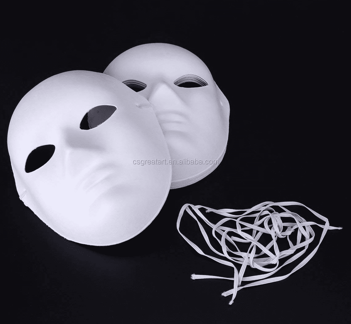 Pack De 4 Máscaras De Carnaval - Cara Completa, Blancas Y Negras, Para Fiestas Y Disfraces