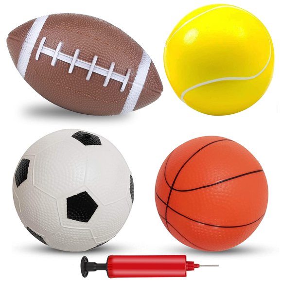 Set de balones deportivos Hymaz para niños con bomba de aire, fútbol y baloncesto