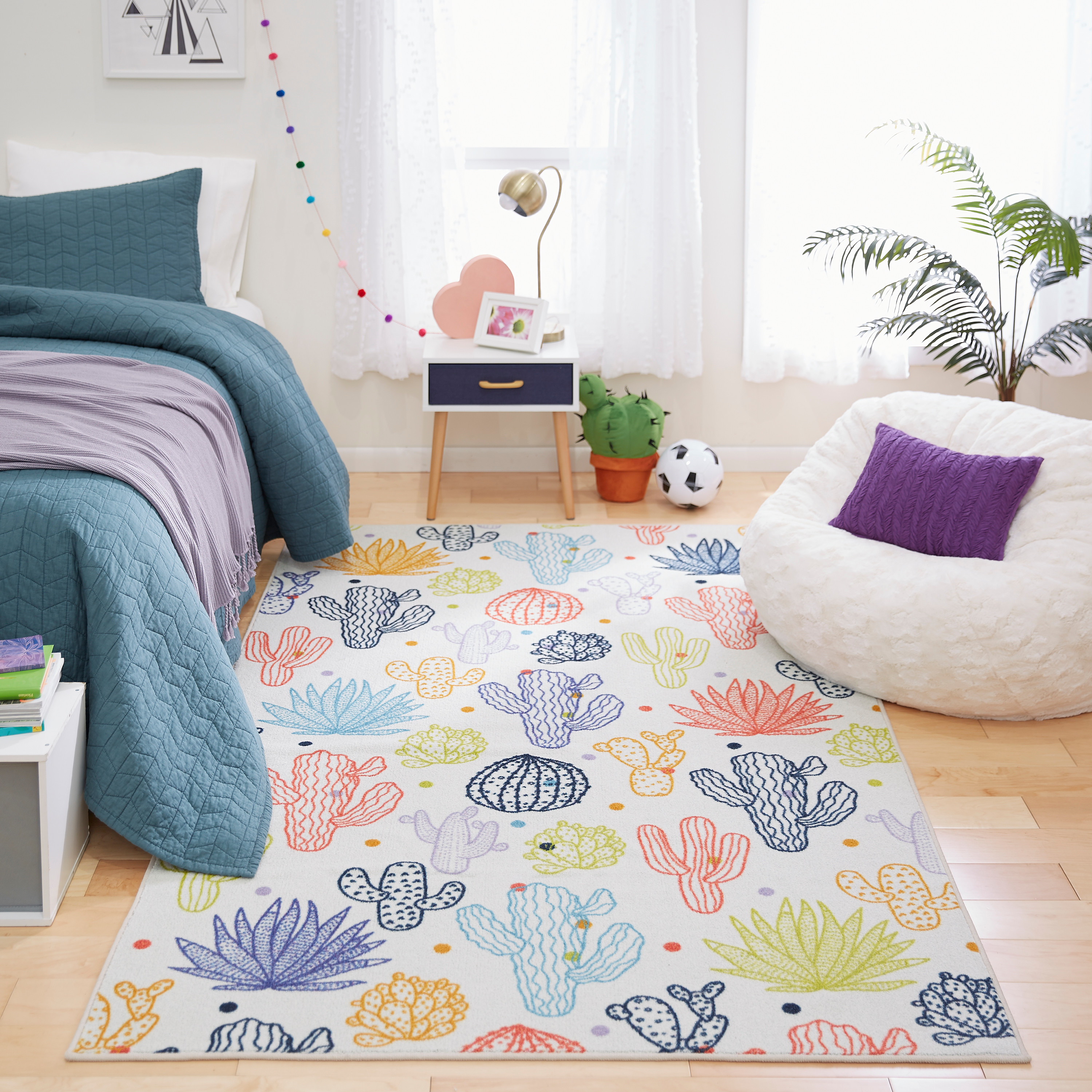 Mohawk Home Prismatic Cactus Field Multi Contemporary Theme Kids