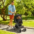 thumbnail image 6 of 4 Wheels Pet Stroller, Weather Cover, Storage Basket, for 33lbs Medium Dog, Small Cat, Travel Walking Puppy Stroller (Black), 6 of 7