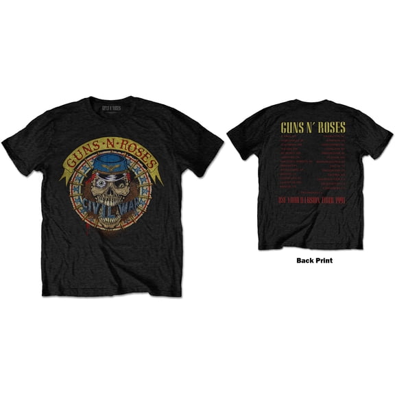 Guns N' Roses Unisex T-Shirt Skull Circle (Back Print) (Small)
