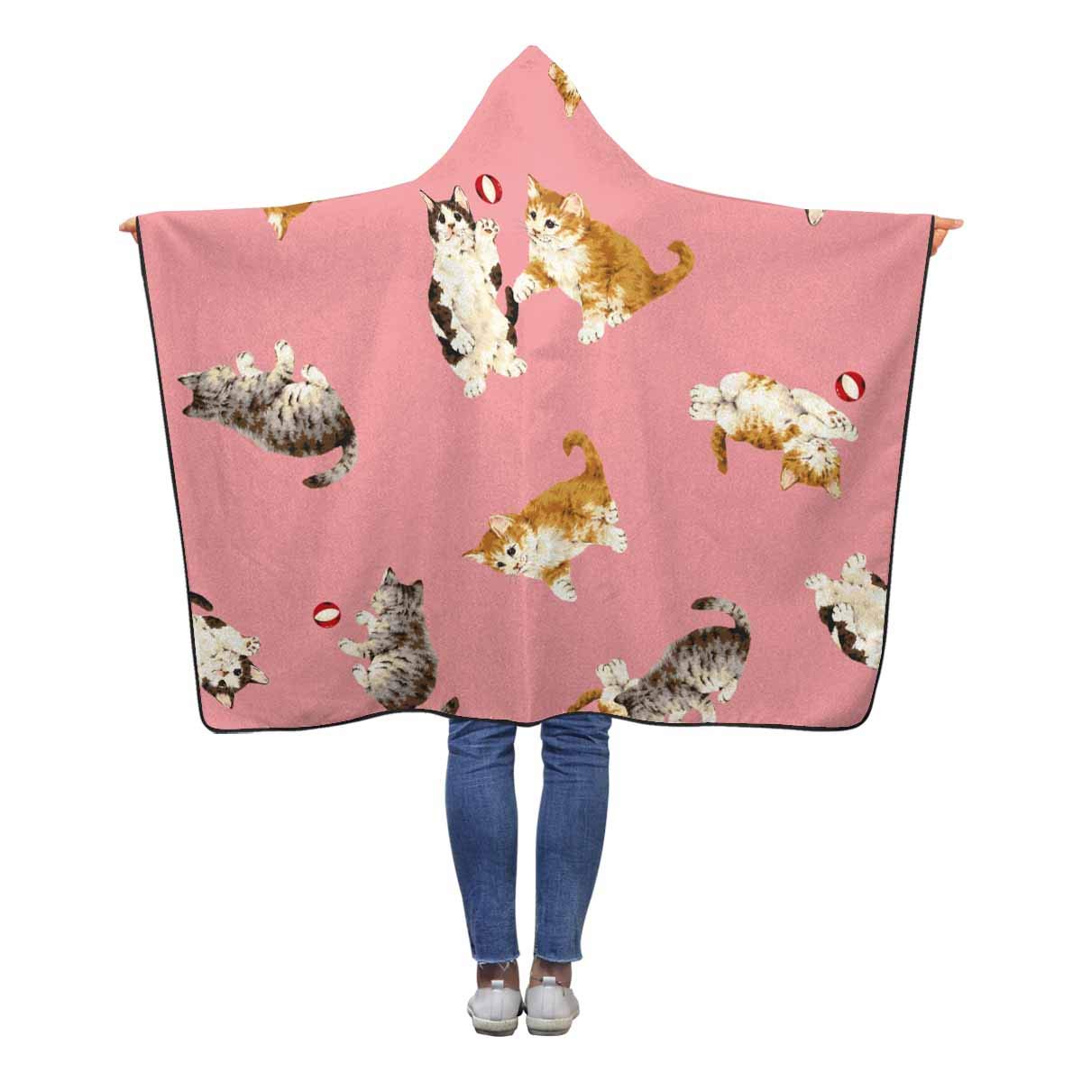 HATIART Cute Funny Cats Hooded Throw Blanket 50x60 inches Kids Girls Boys Toddler Wearable Polar