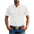 thumbnail image 3 of TAGOLD Mens Summer Short Sleeve Turndown collar Blouse & Shirt Solid Color Pocket Button Top, 3 of 5