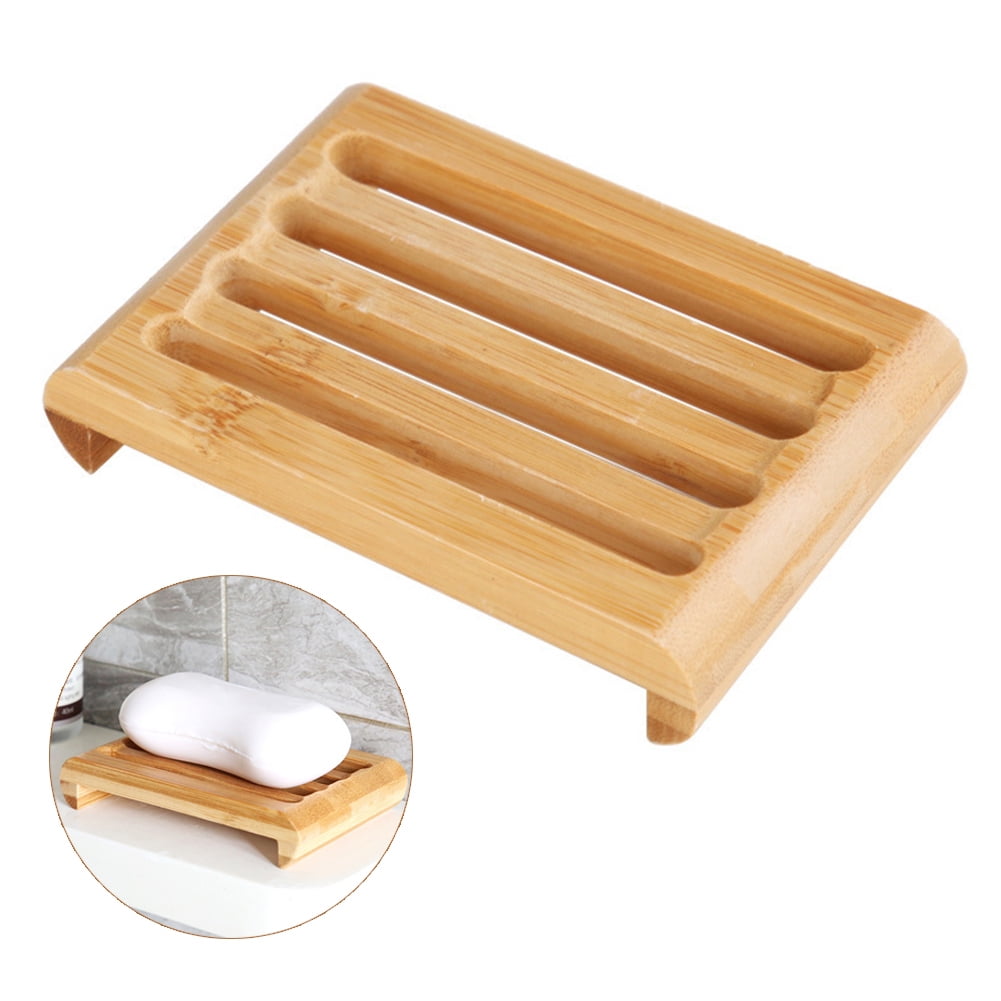 Natural Bamboo Wood Soap Dish Storage Soap Holder Bath Shower Plate  Bathroom