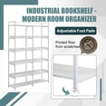 thumbnail image 5 of UWR-Nite 70.8" Tall Bookshelf, 6-Tier Bookcase with Back, Side Panel and Adjustable Foot Pads, Freestanding Tall Bookshelf with Stainless Steel Frame for Office, 5 of 7