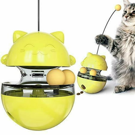

SPRING PARK Cat Toy Kitten Toys Cats Supplies Slow Feeder Food Dispenser Funny Tumbler Improve IQ Interactive Treat Roller with 5 Rolling Balls Puzzle Mental Exercise Supplies