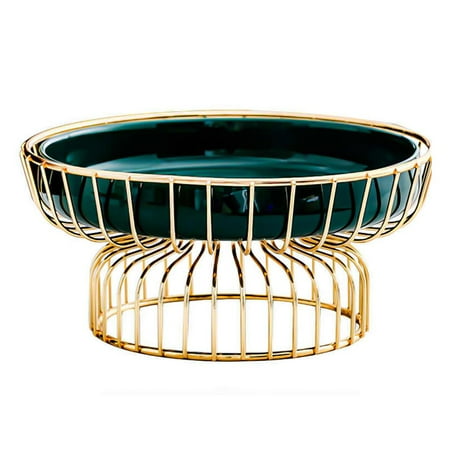 

Fruit Plate Ceramic Dessert Plate Delicate Melon Plate Dried Fruit Snack Plate with Iron Frame for Home Kitchen Living Room