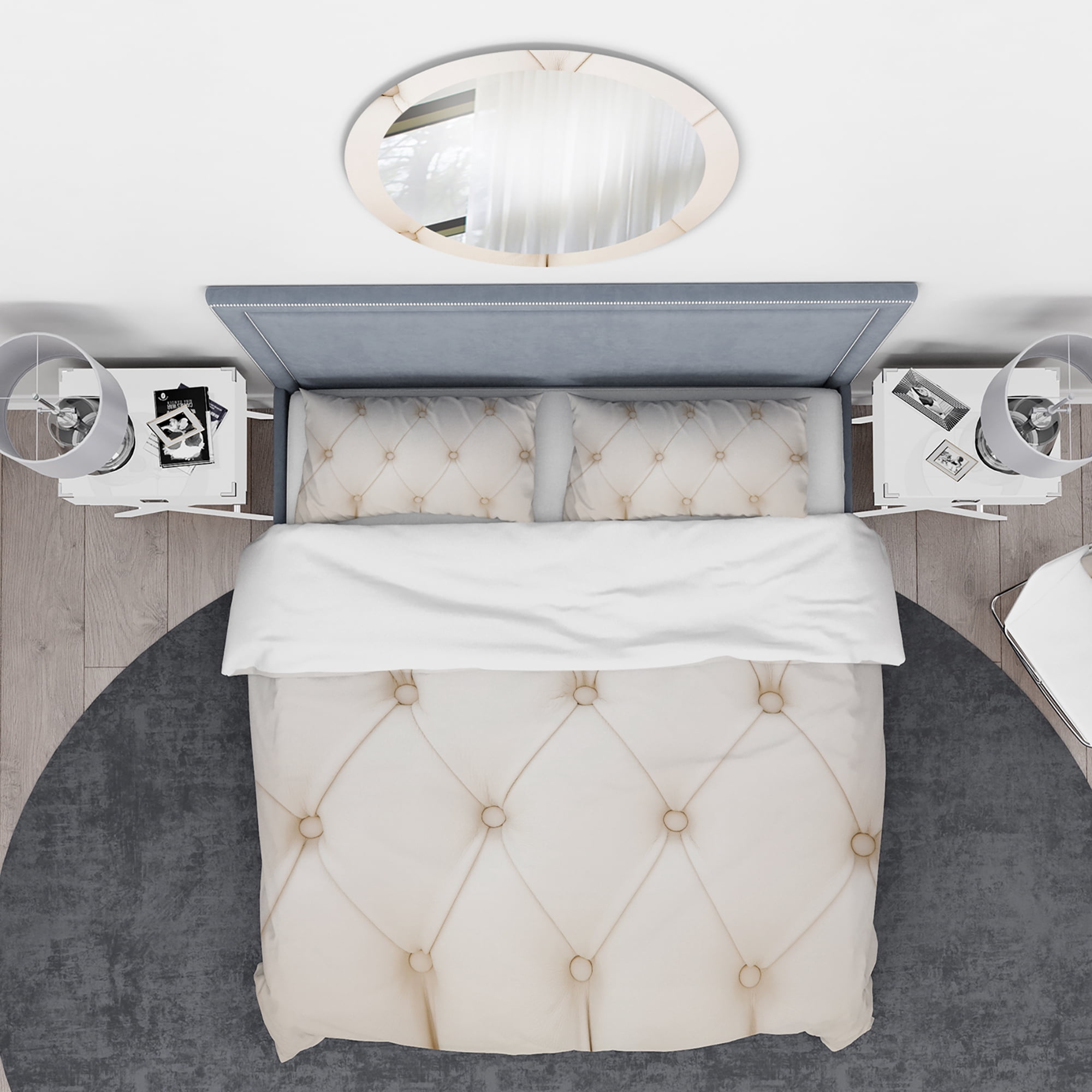 Designart 'Cream Colored Luxury Diamond Shaped Couch Leather' Modern & Contemporary Duvet Cover Set