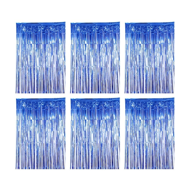 6 Pcs de Rideaux Métalliques Pailletés pour Fête, Anniversaire, Halloween, Mariage, Baby Shower, Bleu