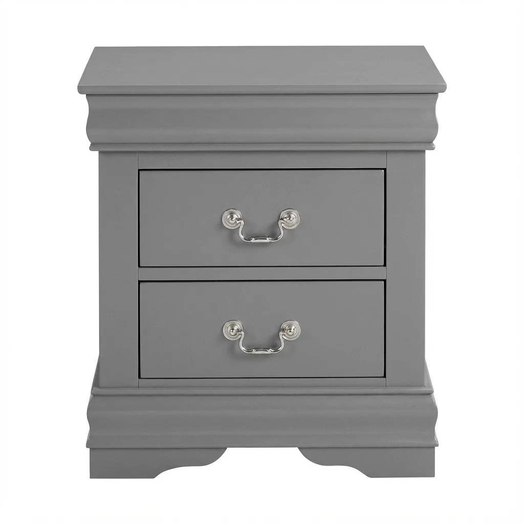 Fully Assembled Nightstand with 2 Drawers Solid Wood End Table Traditional Style Bedroom Funiture 1PC