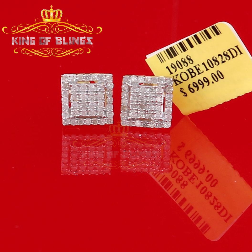 King of Bling's 0.50ct Diamond 925 Sterling Silver Hip Hop Yellow Stud Earring For Men & Women