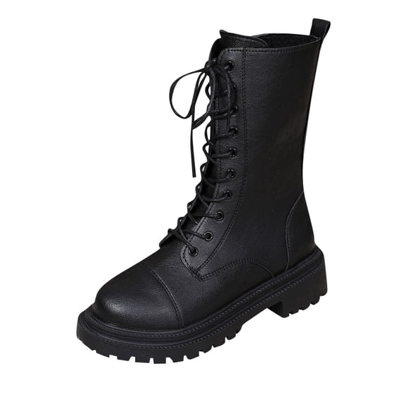 Xfvqtps Ankle Boots for Women Mid Heel Comfortable Casual Shoes Round Toe Easy on Buckle Strap Work Booties for Walking Outdoor