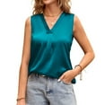 thumbnail image 4 of Women Basic Camisoles Casual Tank Tops V Neck Soild Color Satin Vest Shirt Fashionable Stretch Slim Undershirt, 4 of 5